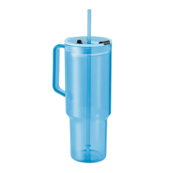 Gobelet de voyage 1,2 L RPET à personnaliser Mugora bleu clair transparent